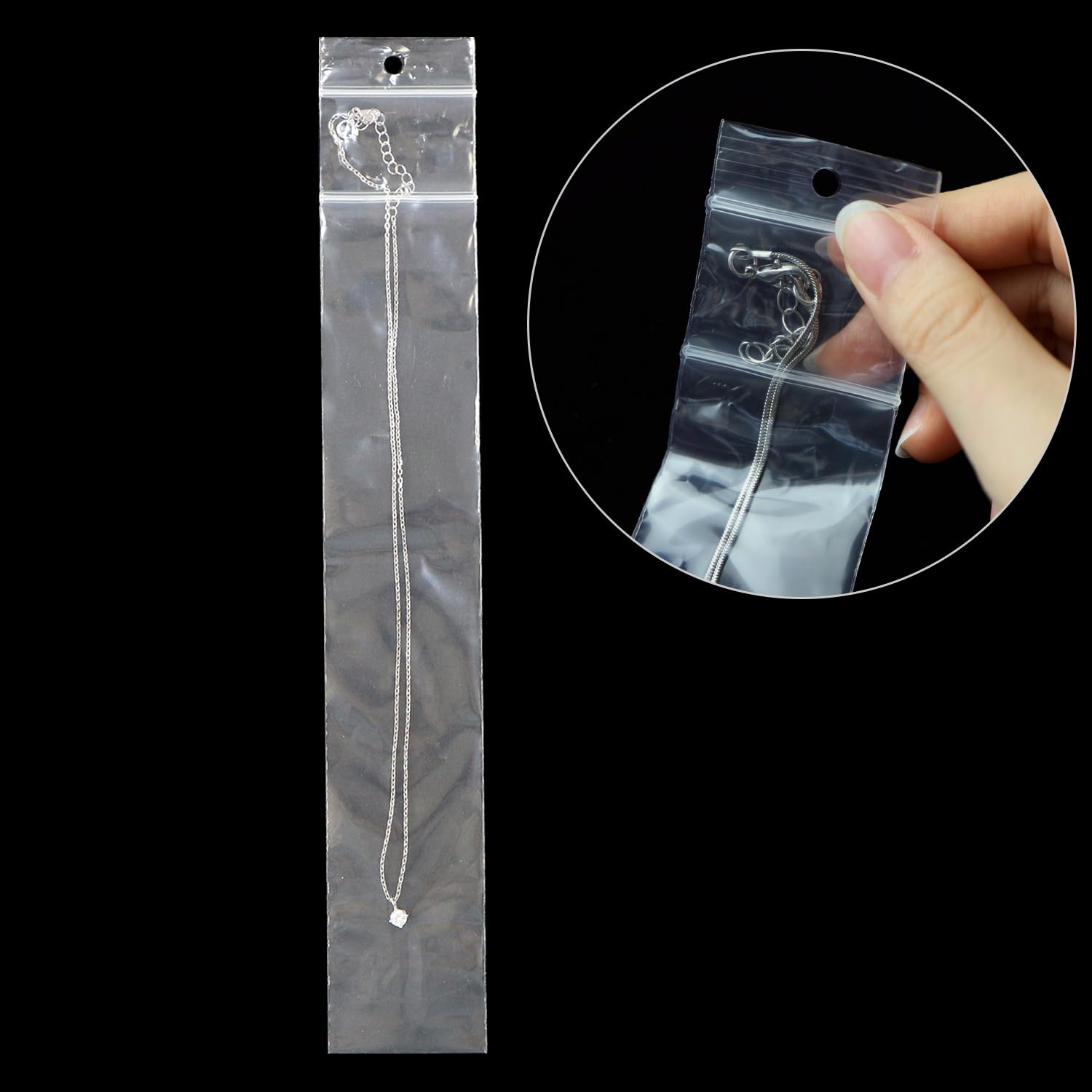 Amazon｜ジュエリー袋 アクセサリー袋 チャック付き【横40×縦255mm】20